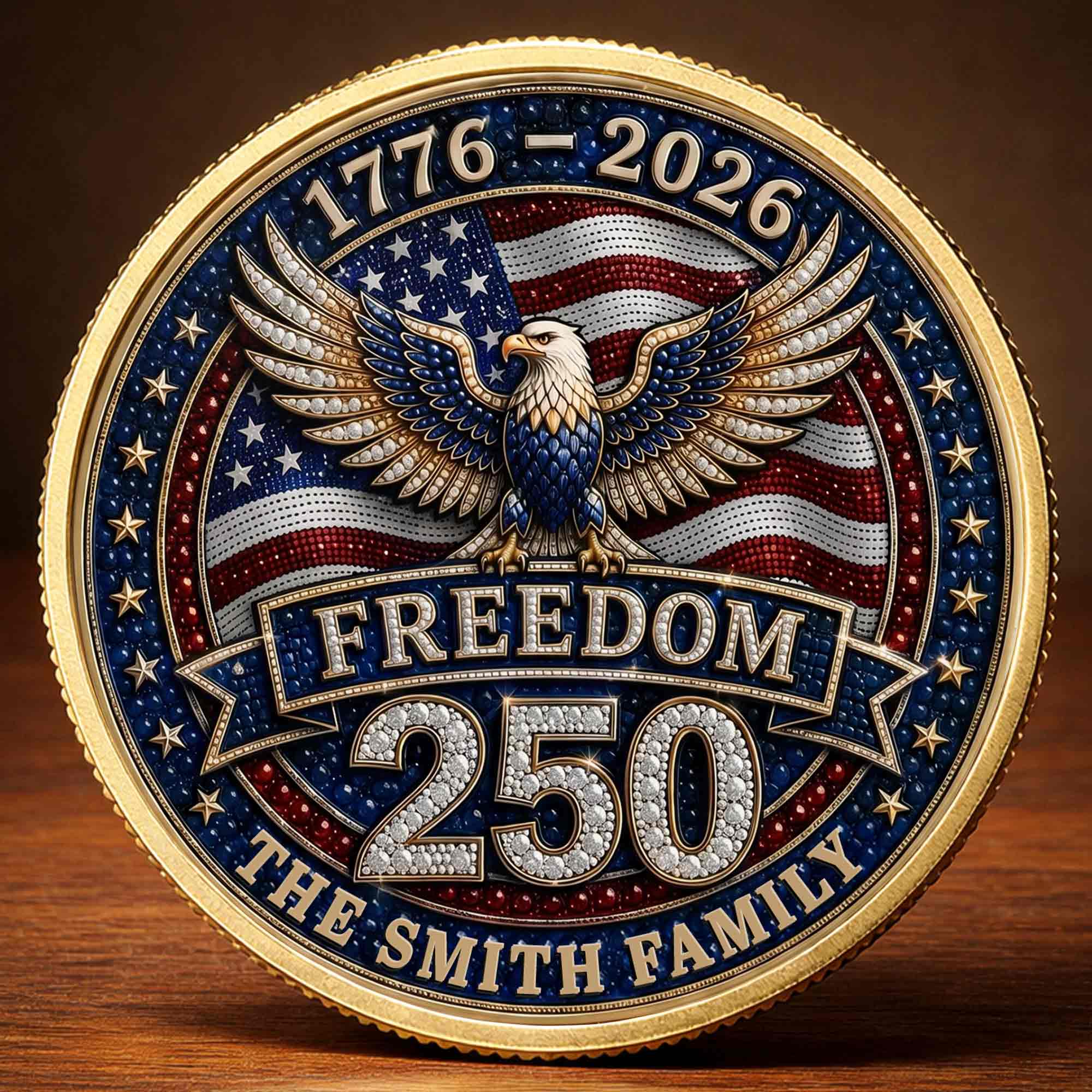 Personalized American Flag Commemorative Coin Gift for Dad