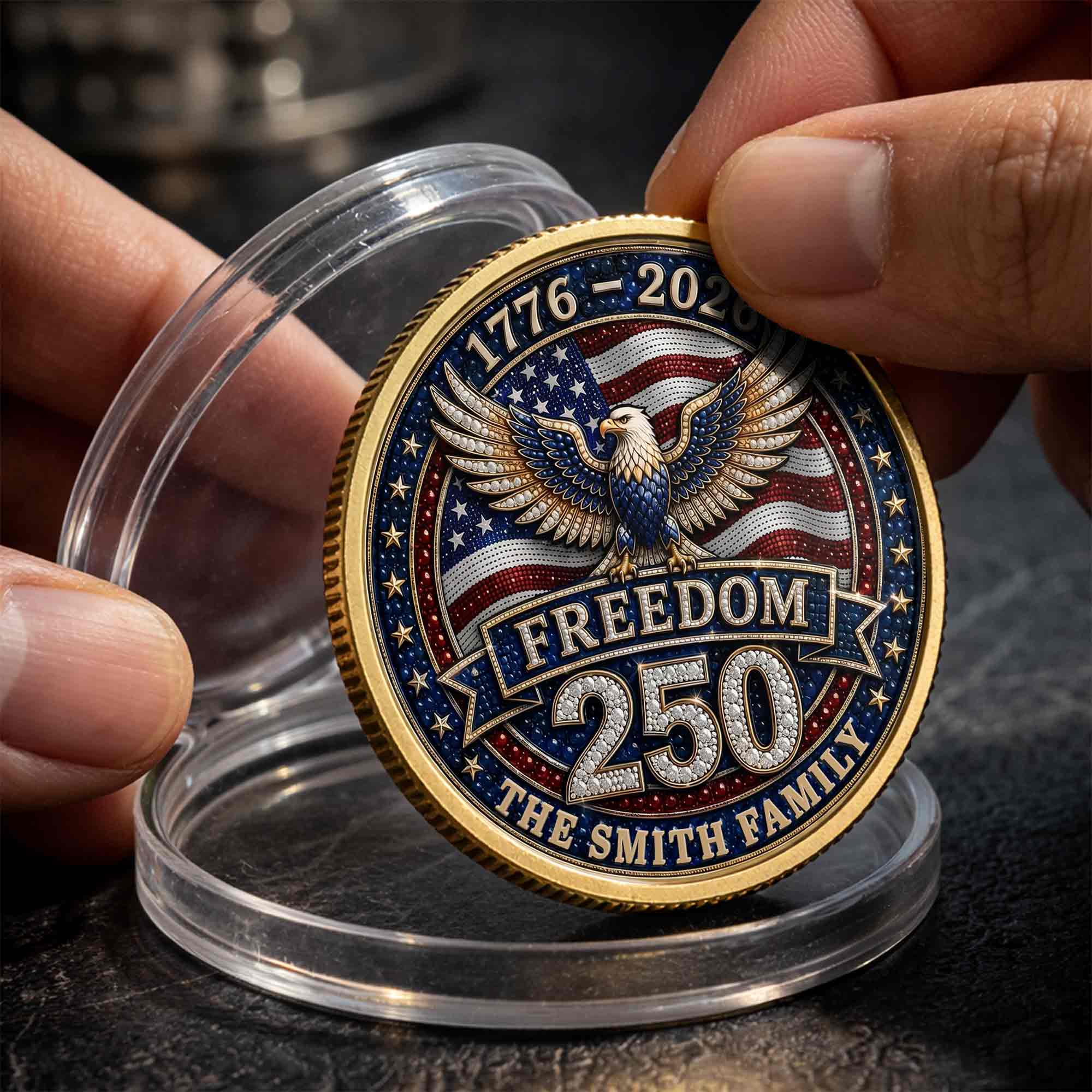 Personalized American Flag Commemorative Coin Gift for Dad
