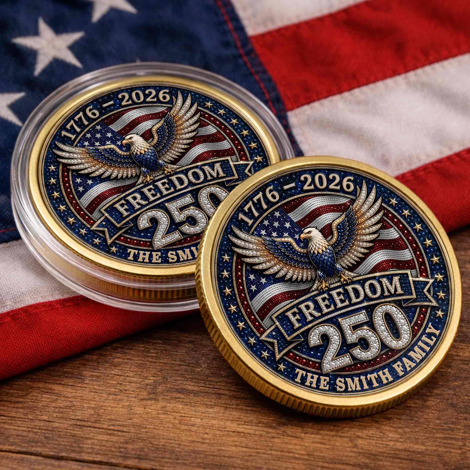 Personalized American Flag Commemorative Coin Gift for Dad