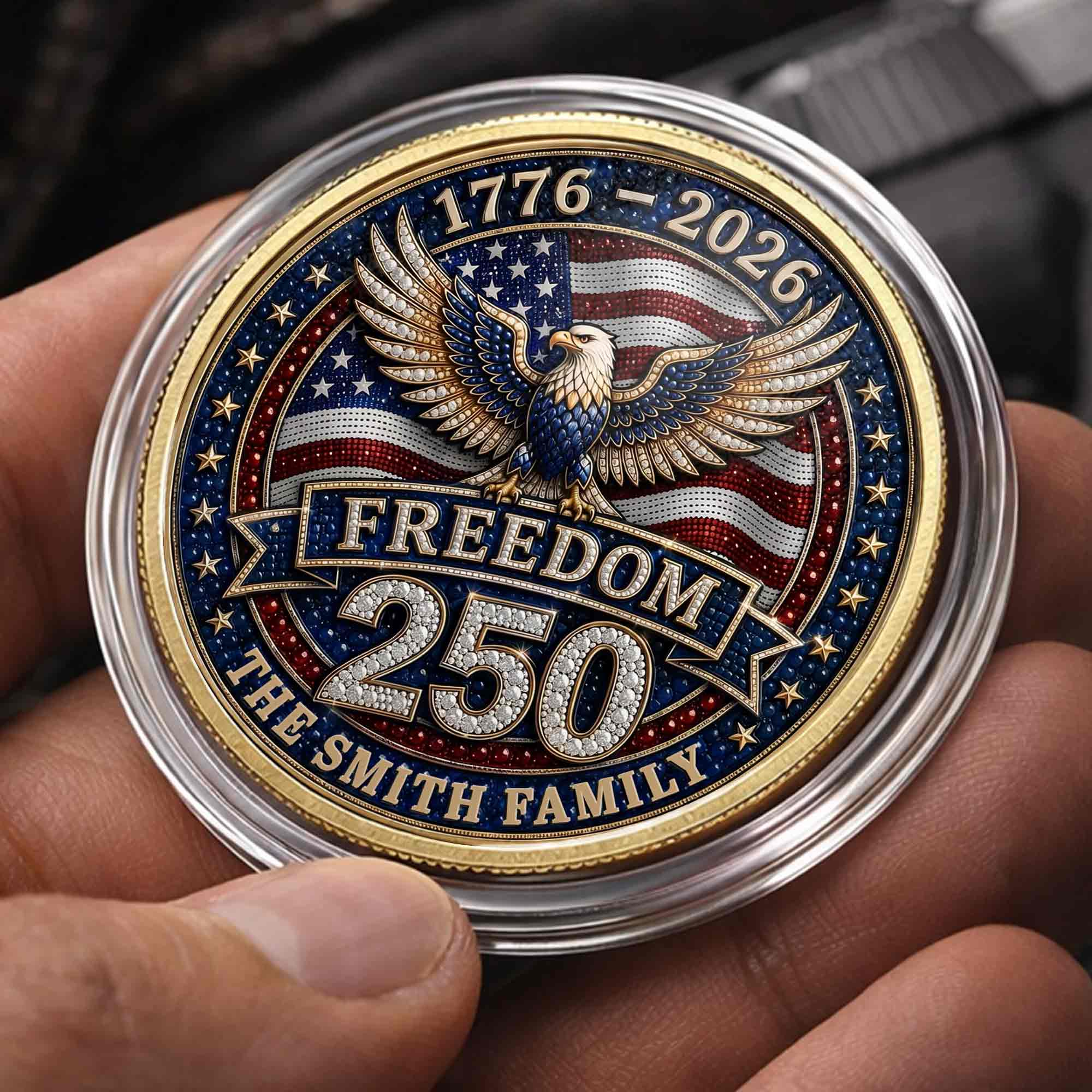 Personalized American Flag Commemorative Coin Gift for Dad