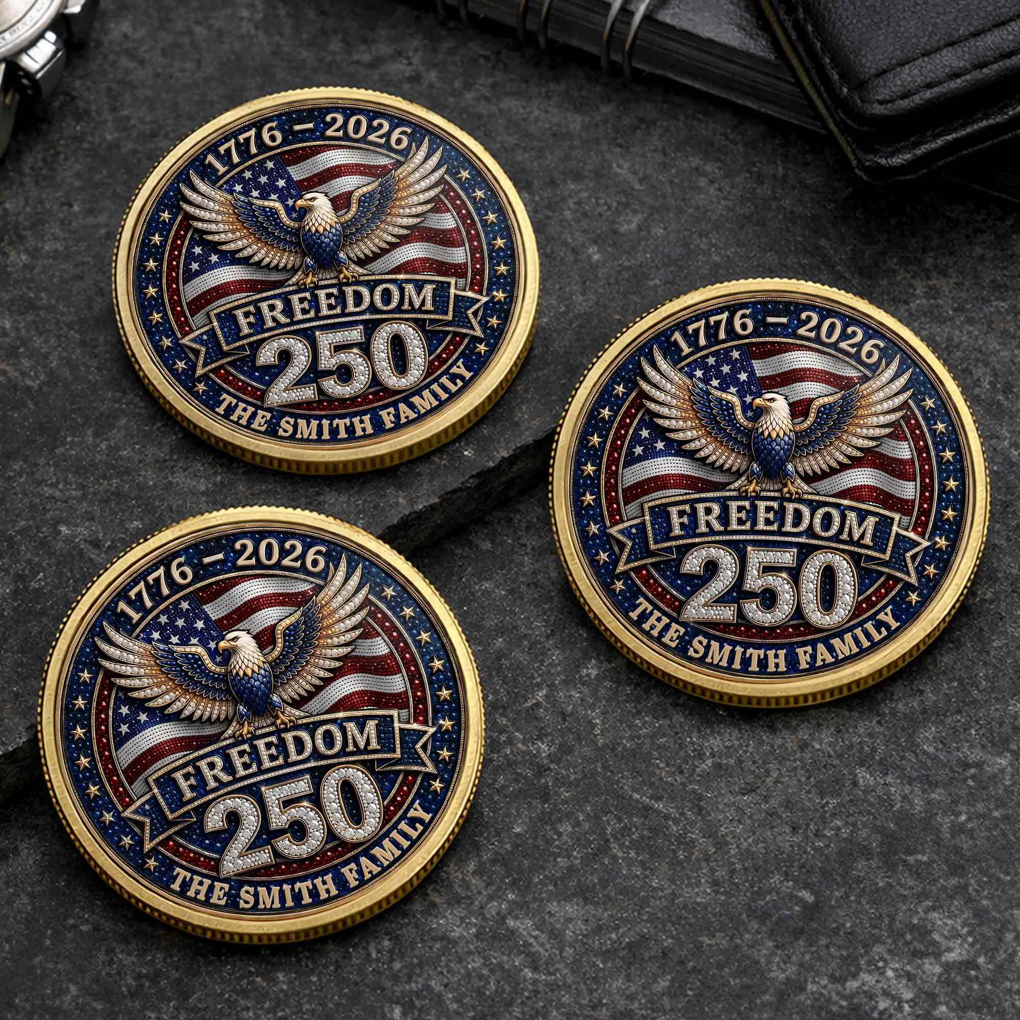 Personalized American Flag Commemorative Coin Gift for Dad