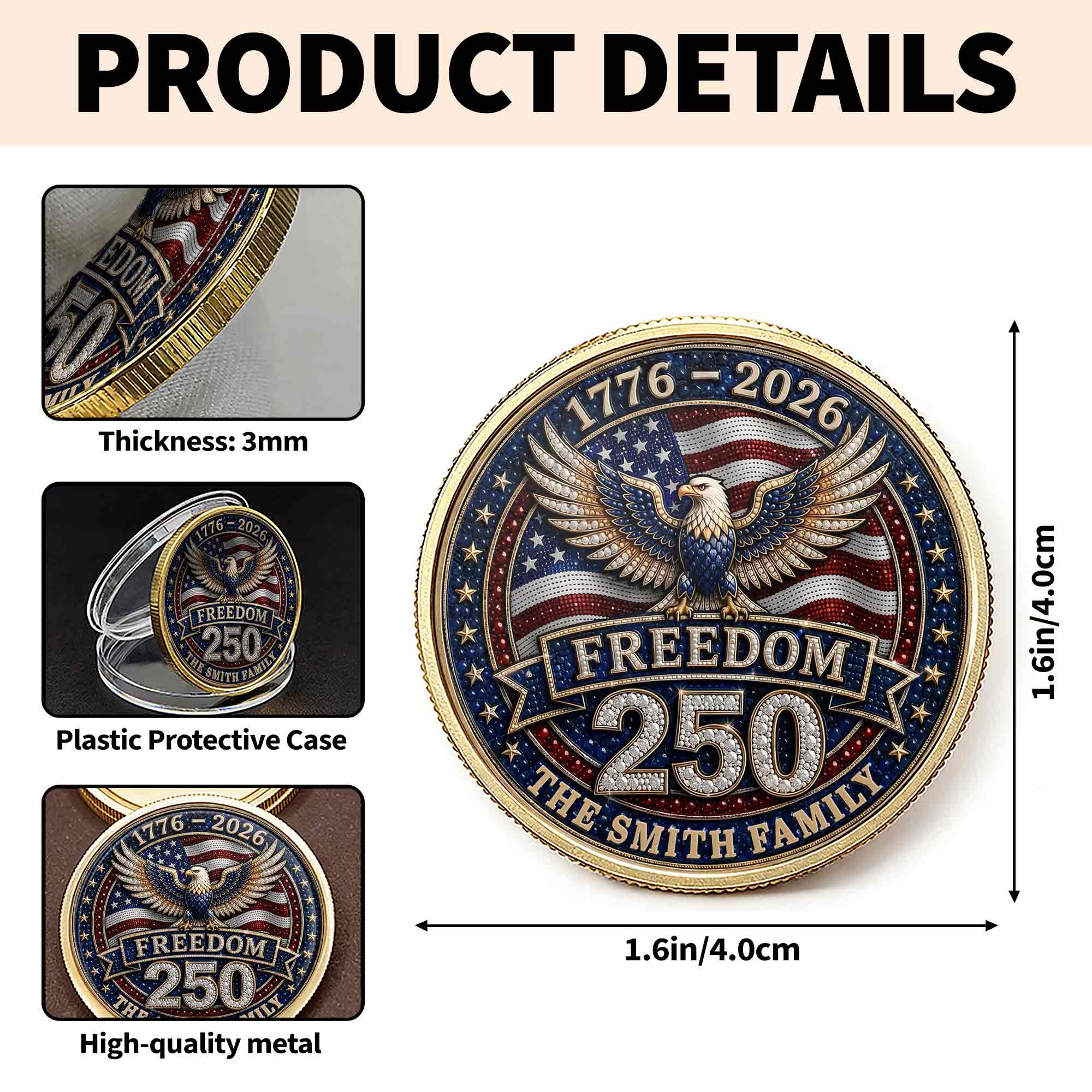 Personalized American Flag Commemorative Coin Gift for Dad