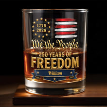 Load image into Gallery viewer, Personalized Whiskey Glass Custom Name American Flag Gift for Dad

