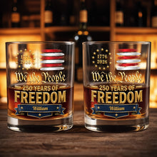 Load image into Gallery viewer, Personalized Whiskey Glass Custom Name American Flag Gift for Dad
