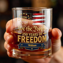 Load image into Gallery viewer, Personalized Whiskey Glass Custom Name American Flag Gift for Dad

