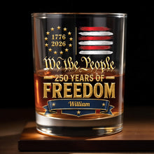 Load image into Gallery viewer, Personalized Whiskey Glass Custom Name American Flag Gift for Dad
