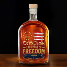 Load image into Gallery viewer, Personalized Whiskey Bottle Custom Name American Flag Gift for Dad
