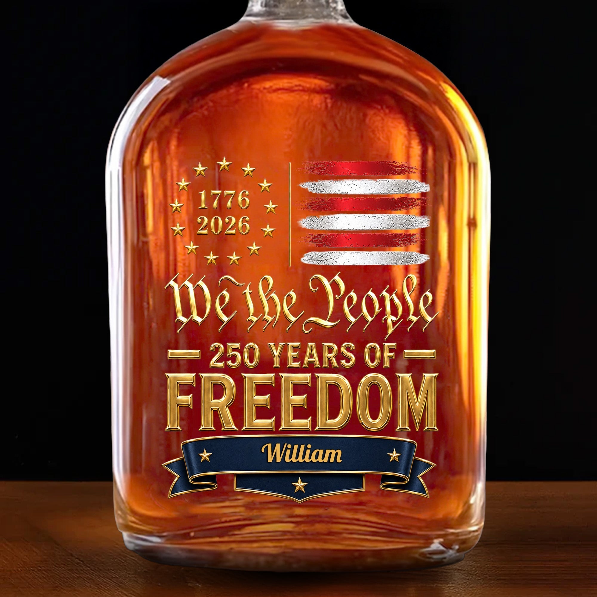 Personalized Whiskey Bottle Custom Name American Flag Gift for Dad