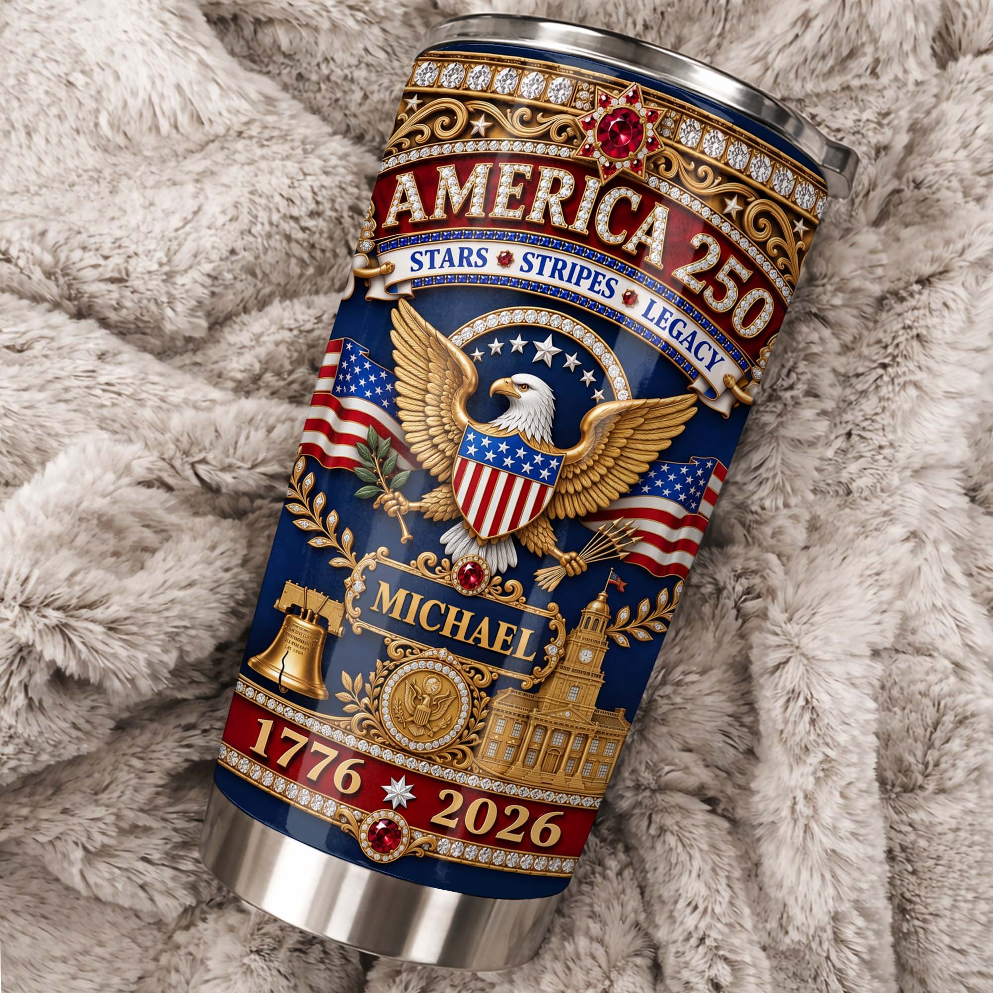 Personalized Stainless Steel Tumbler 4th of July Gift for Dad