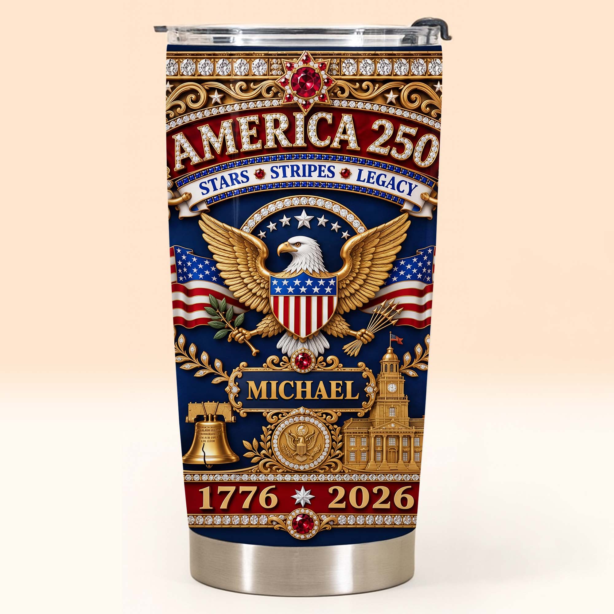 Personalized Stainless Steel Tumbler 4th of July Gift for Dad