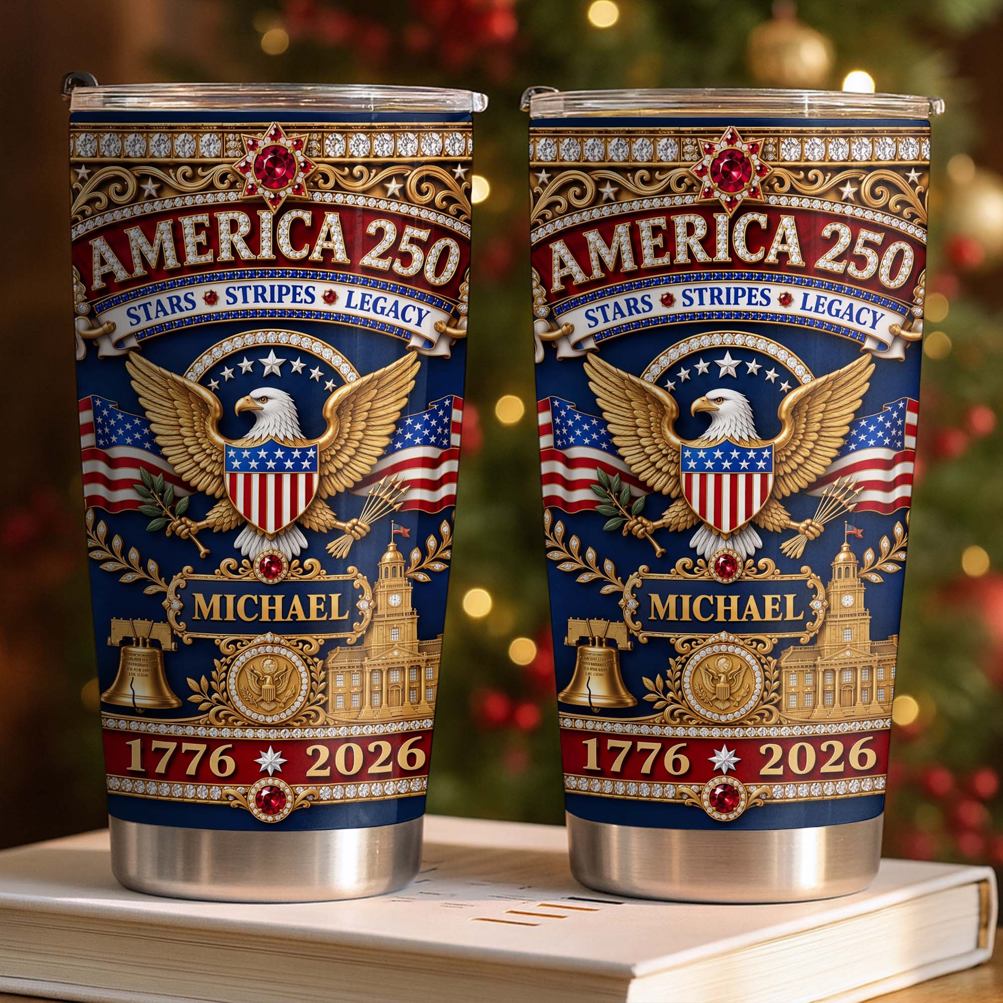 Personalized Stainless Steel Tumbler 4th of July Gift for Dad