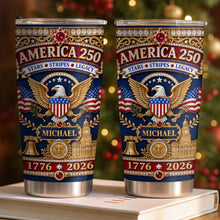 Load image into Gallery viewer, Personalized Stainless Steel Tumbler 4th of July Gift for Dad
