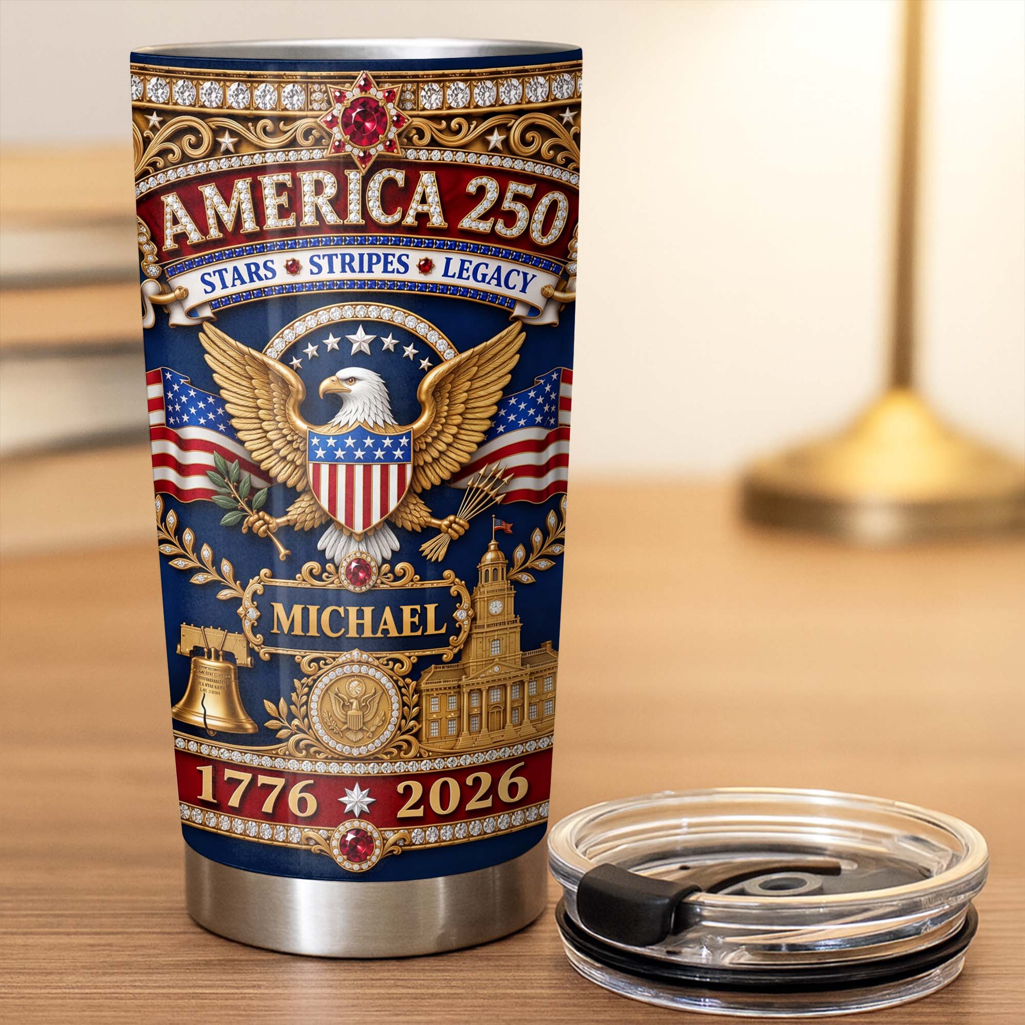 Personalized Stainless Steel Tumbler 4th of July Gift for Dad