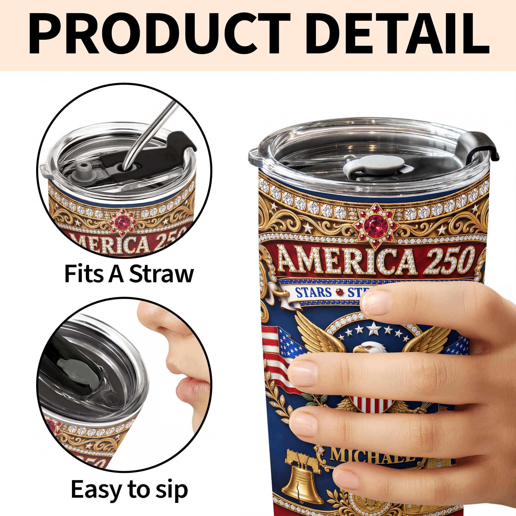 Personalized Stainless Steel Tumbler 4th of July Gift for Dad