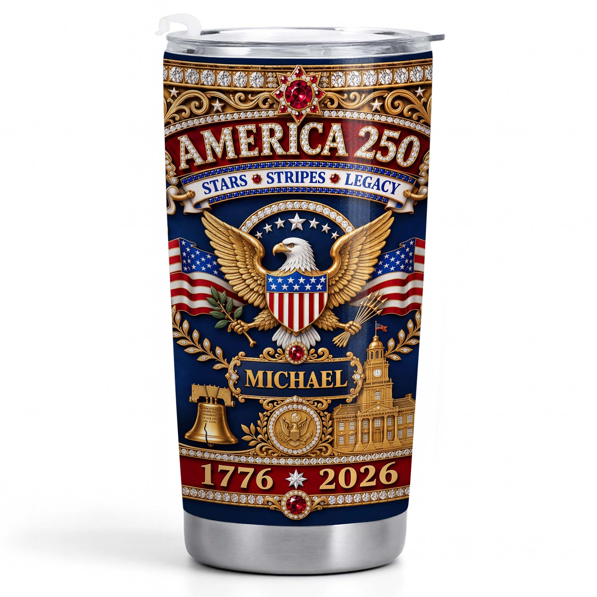 Personalized Stainless Steel Tumbler 4th of July Gift for Dad
