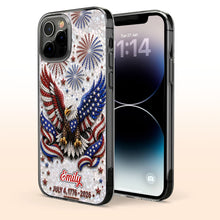 Load image into Gallery viewer, Personalized Clear Phone Case with Bald Eagle American Flag for 4th of July
