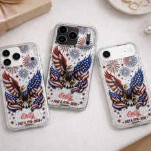 Load image into Gallery viewer, Personalized Clear Phone Case with Bald Eagle American Flag for 4th of July
