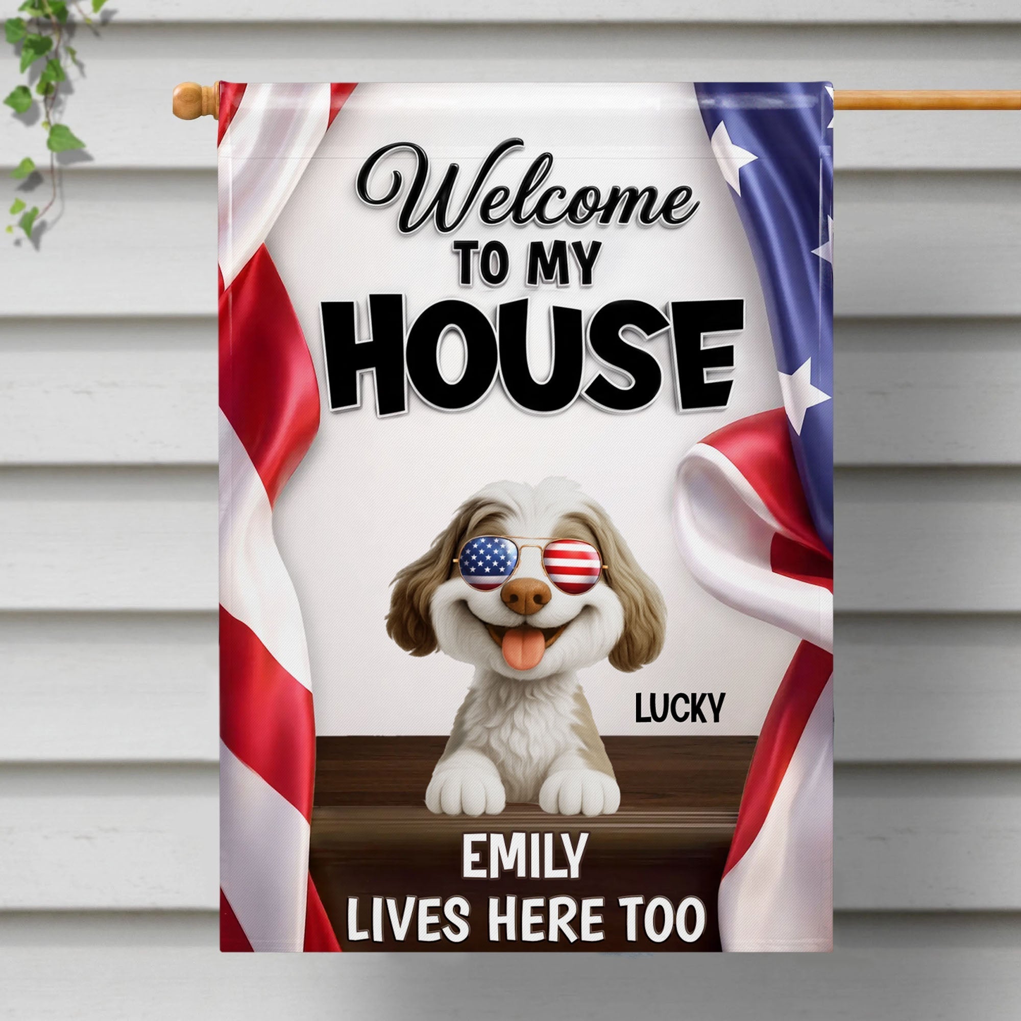 Personalized Family Welcome Garden Flag Custom Dog Design