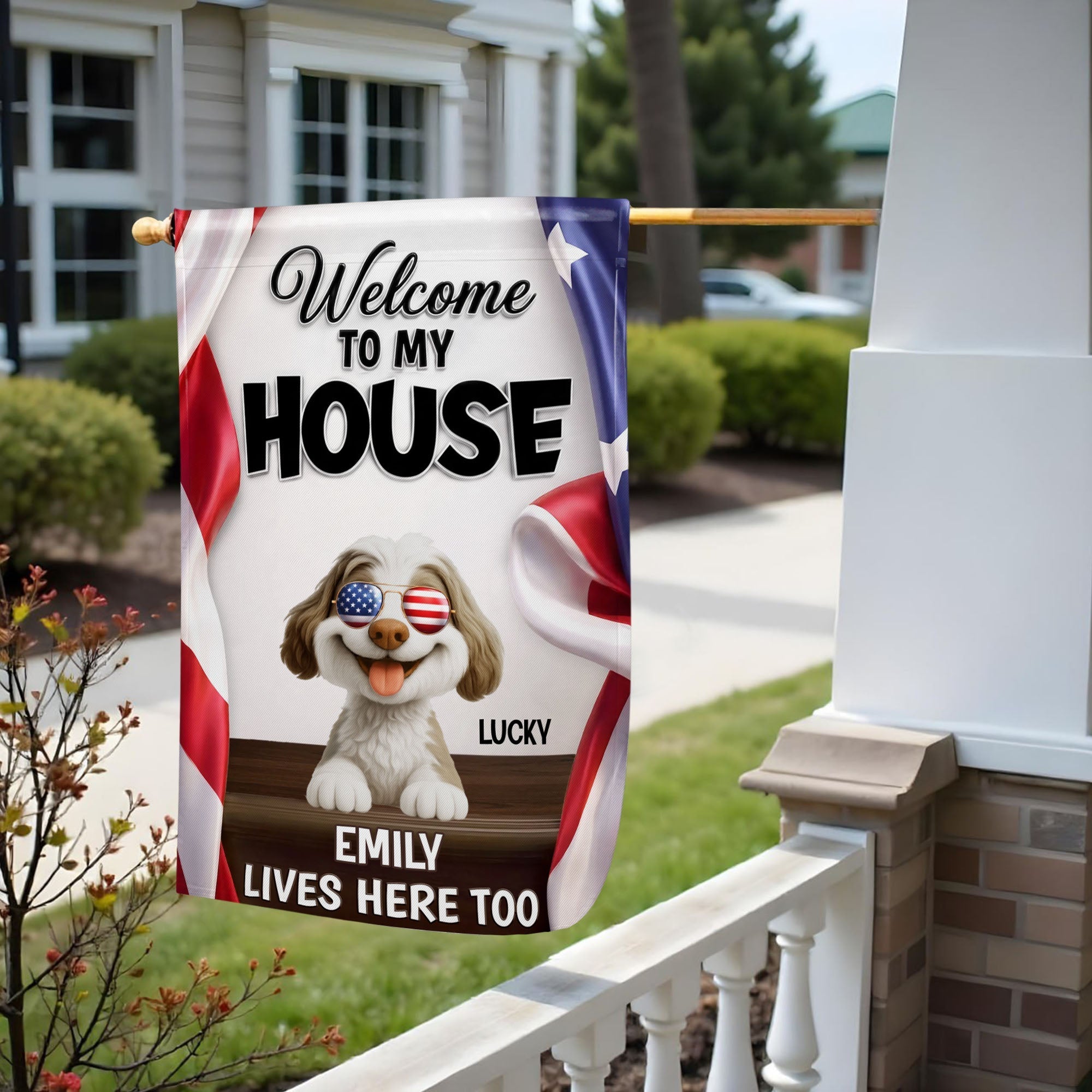 Personalized Family Welcome Garden Flag Custom Dog Design