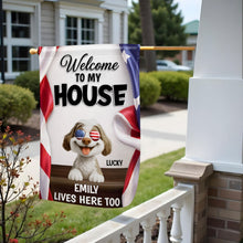 Load image into Gallery viewer, Personalized Family Welcome Garden Flag Custom Dog Design
