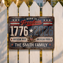 Load image into Gallery viewer, Personalized Metal Sign Custom Name Patriotic Eagle 4th of July Gift
