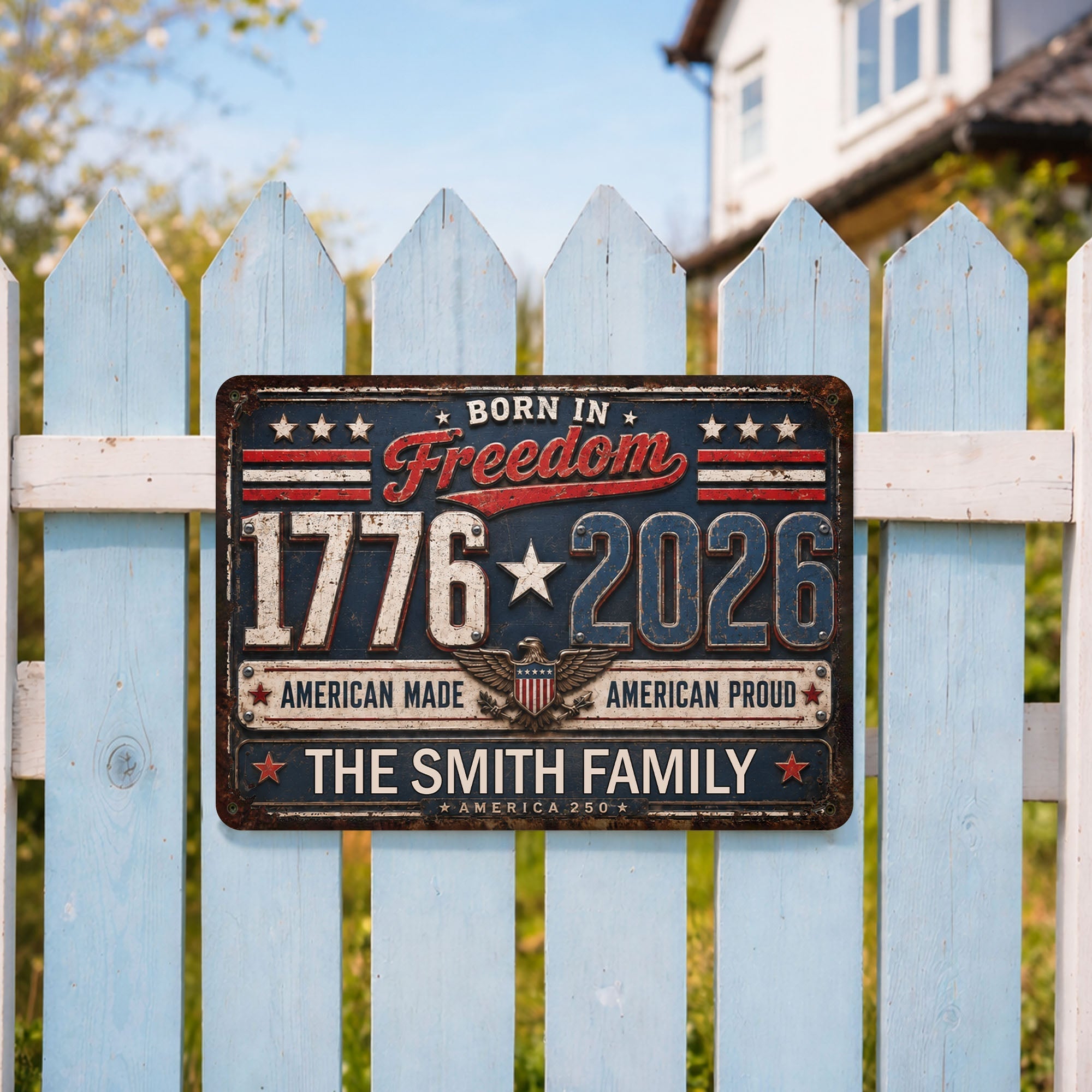 Personalized Metal Sign Custom Name Patriotic Eagle 4th of July Gift