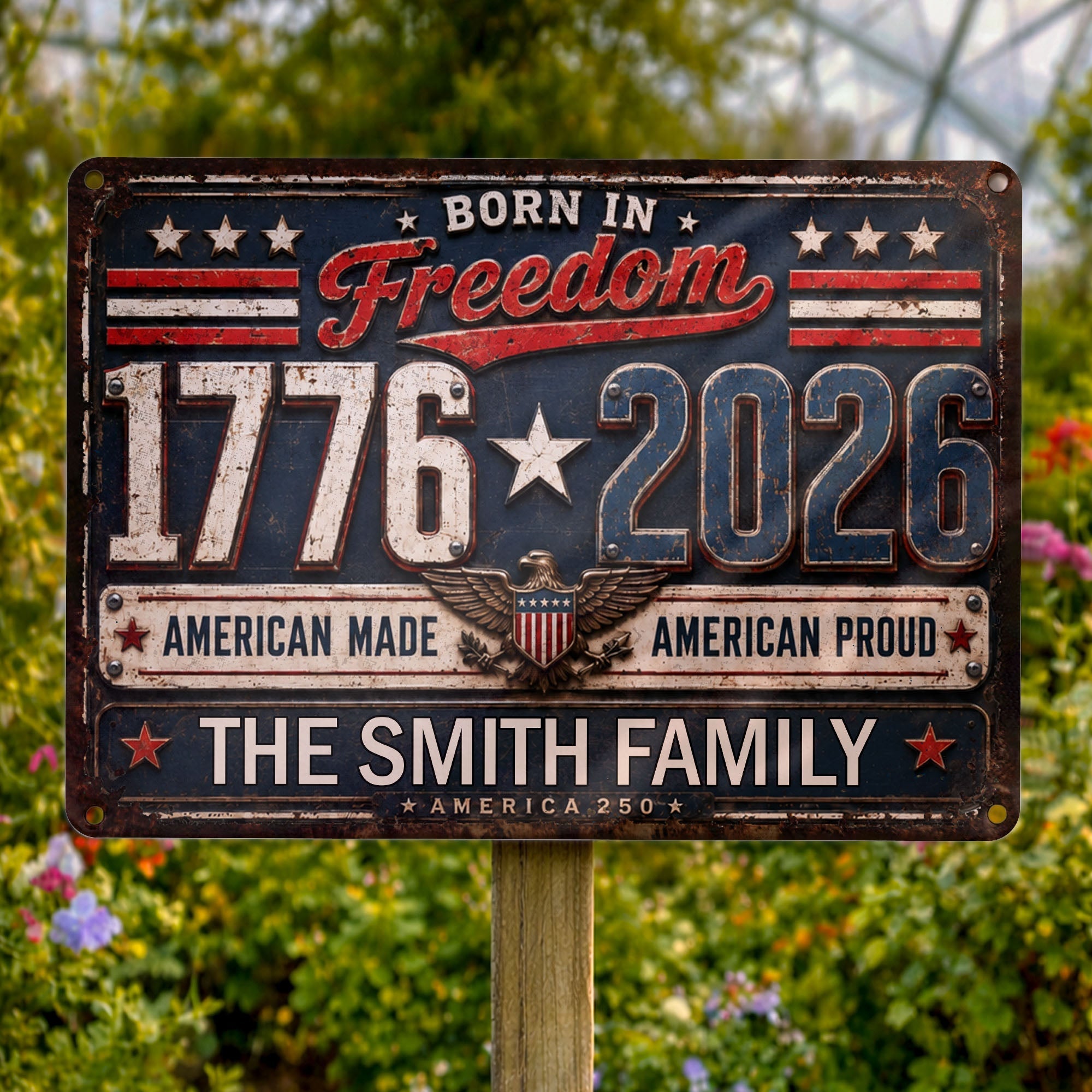 Personalized Metal Sign Custom Name Patriotic Eagle 4th of July Gift