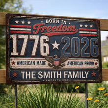 Load image into Gallery viewer, Personalized Metal Sign Custom Name Patriotic Eagle 4th of July Gift
