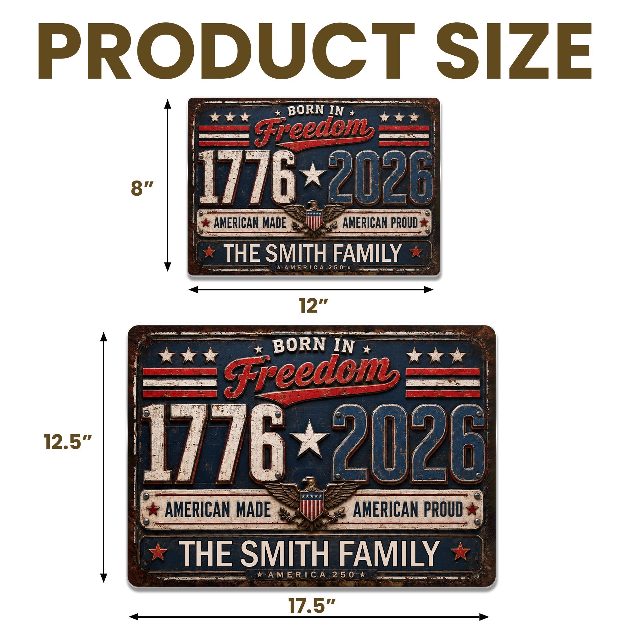 Personalized Metal Sign Custom Name Patriotic Eagle 4th of July Gift