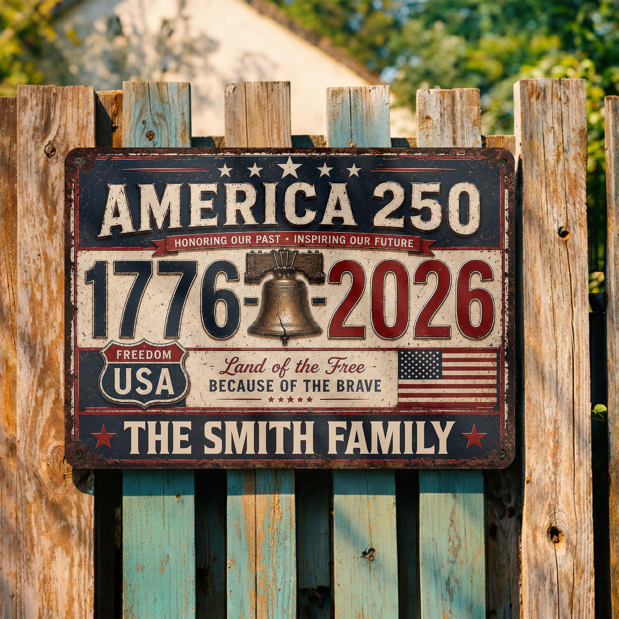 Personalized Metal Sign Custom Name Gift for 4th of July