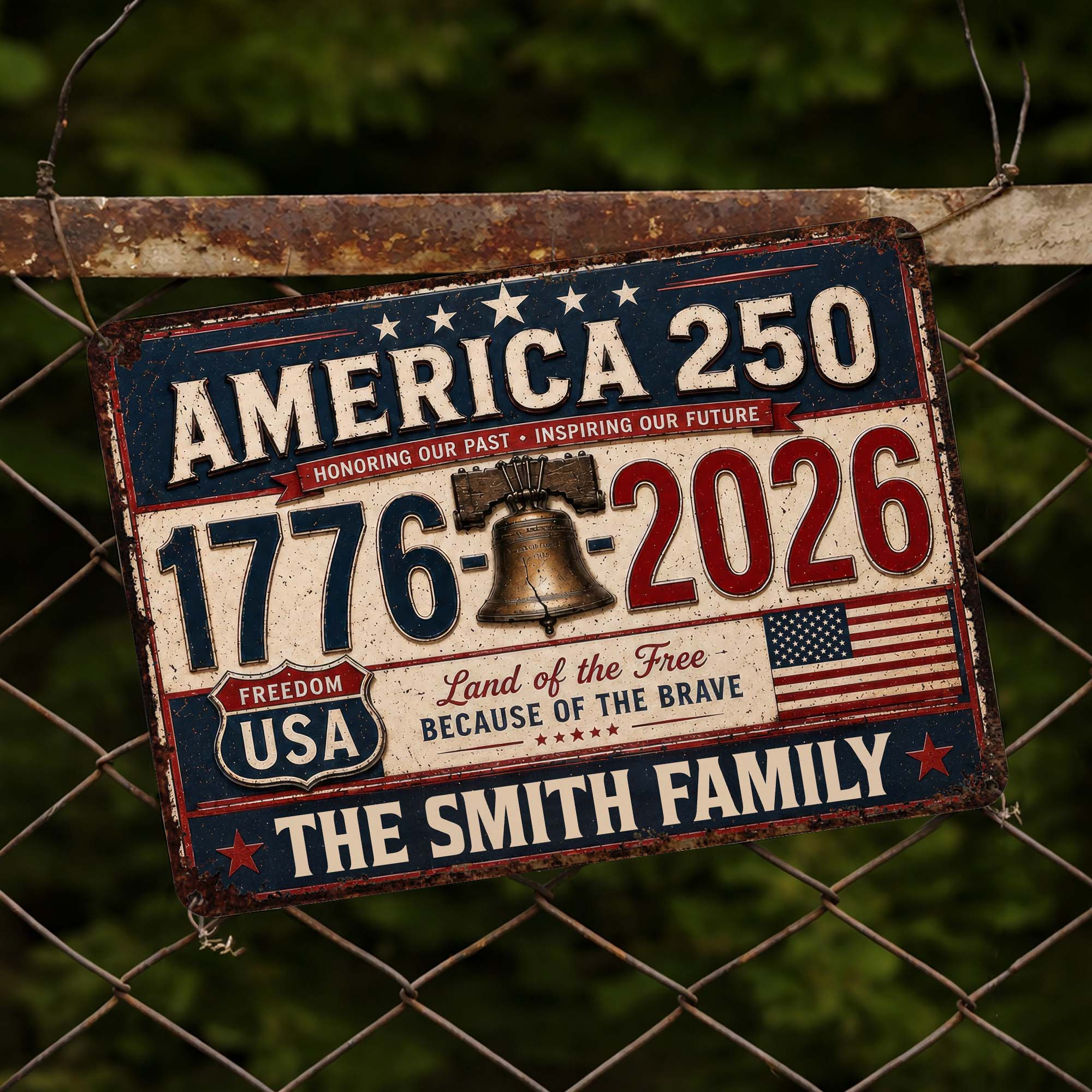 Personalized Metal Sign Custom Name Gift for 4th of July
