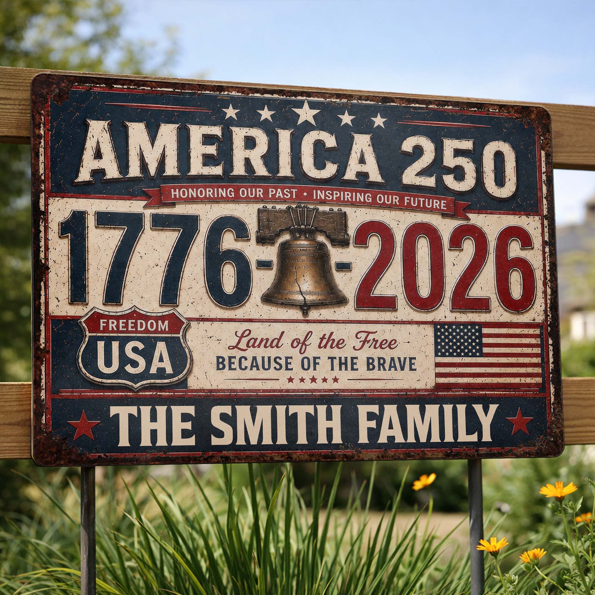 Personalized Metal Sign Custom Name Gift for 4th of July