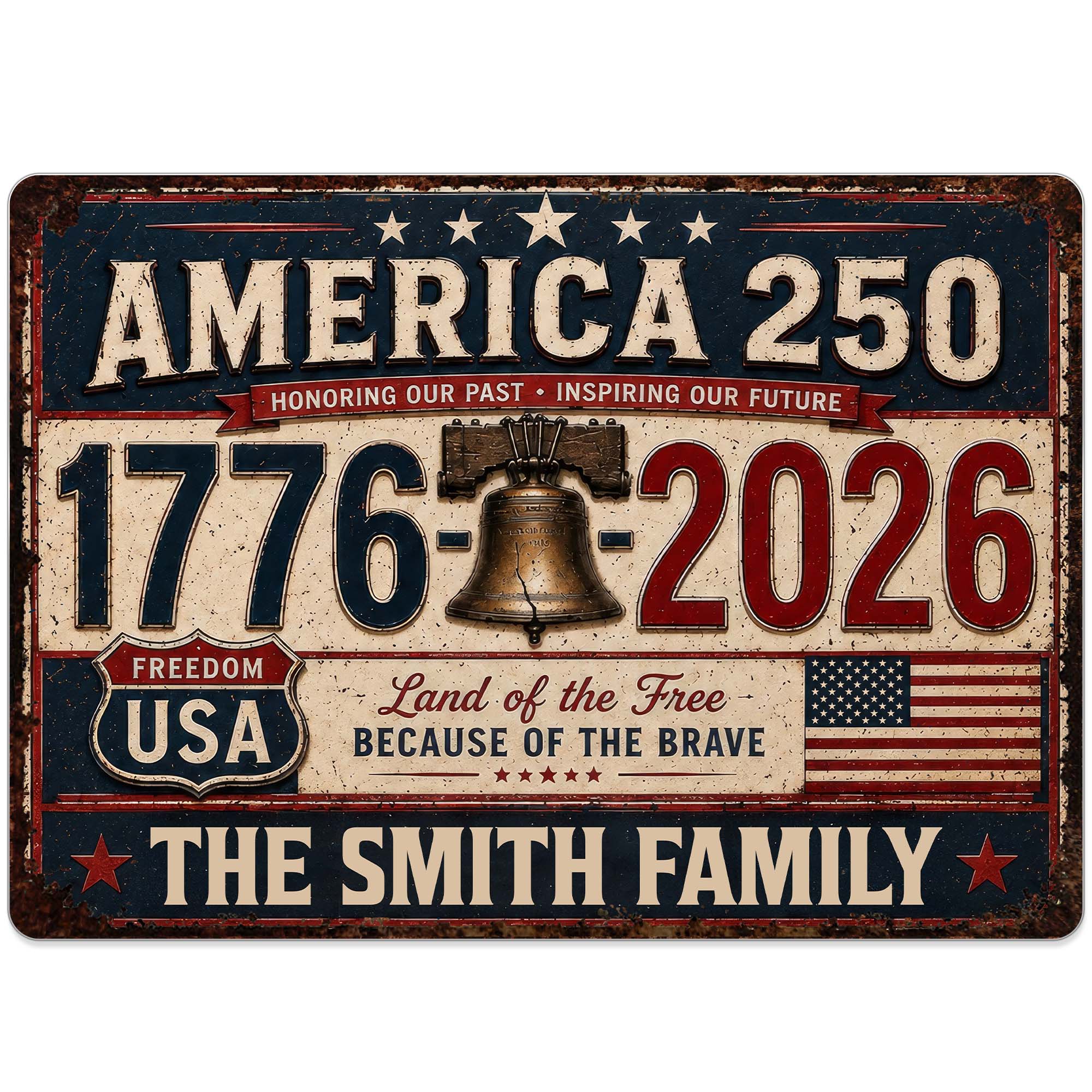 Personalized Metal Sign Custom Name Gift for 4th of July