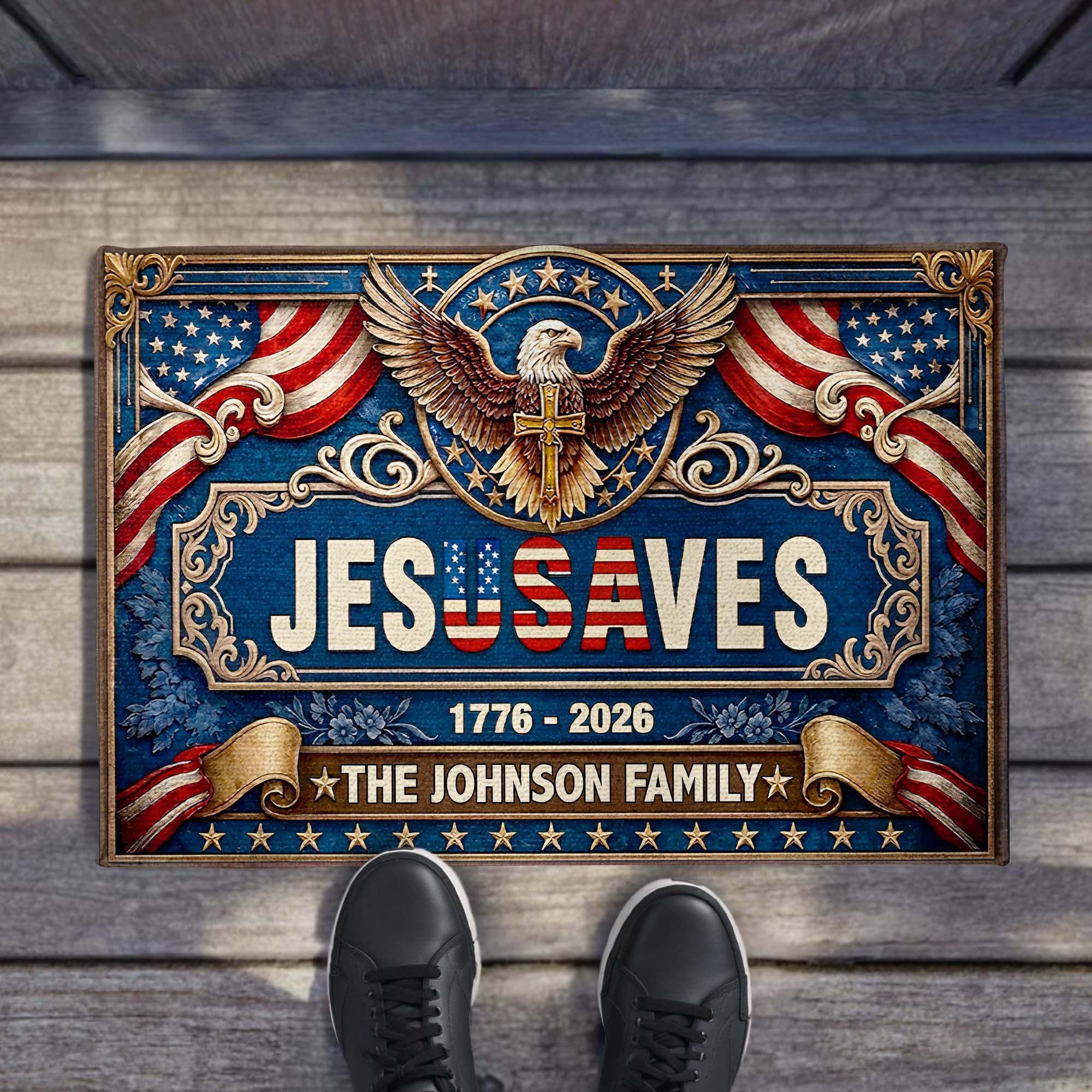 Personalized Jesus Saves Doormat Custom Family Name Gift