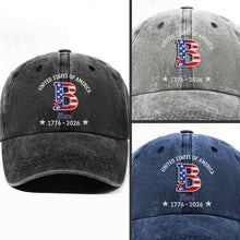 Load image into Gallery viewer, Personalized Denim Cap Custom Name USA Flag Gift for Dad
