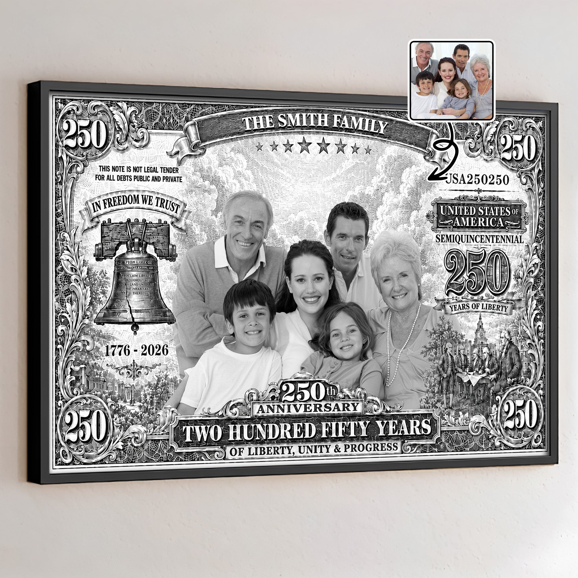 Personalized Custom Horizontal Poster 250 Years Liberty Bell Gift