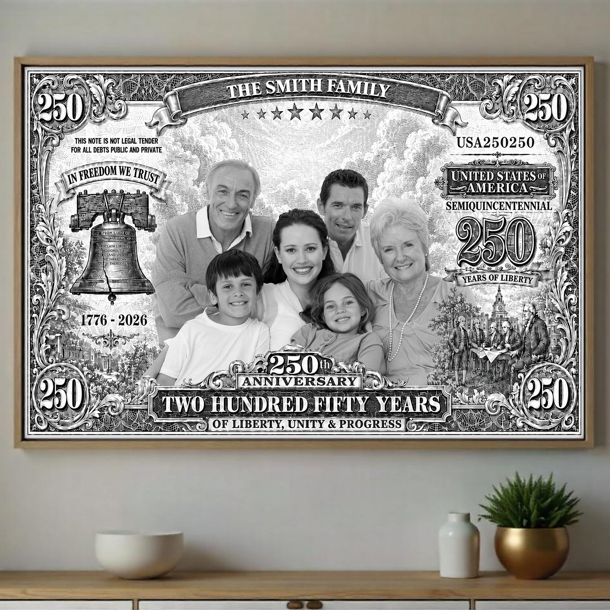 Personalized Custom Horizontal Poster 250 Years Liberty Bell Gift