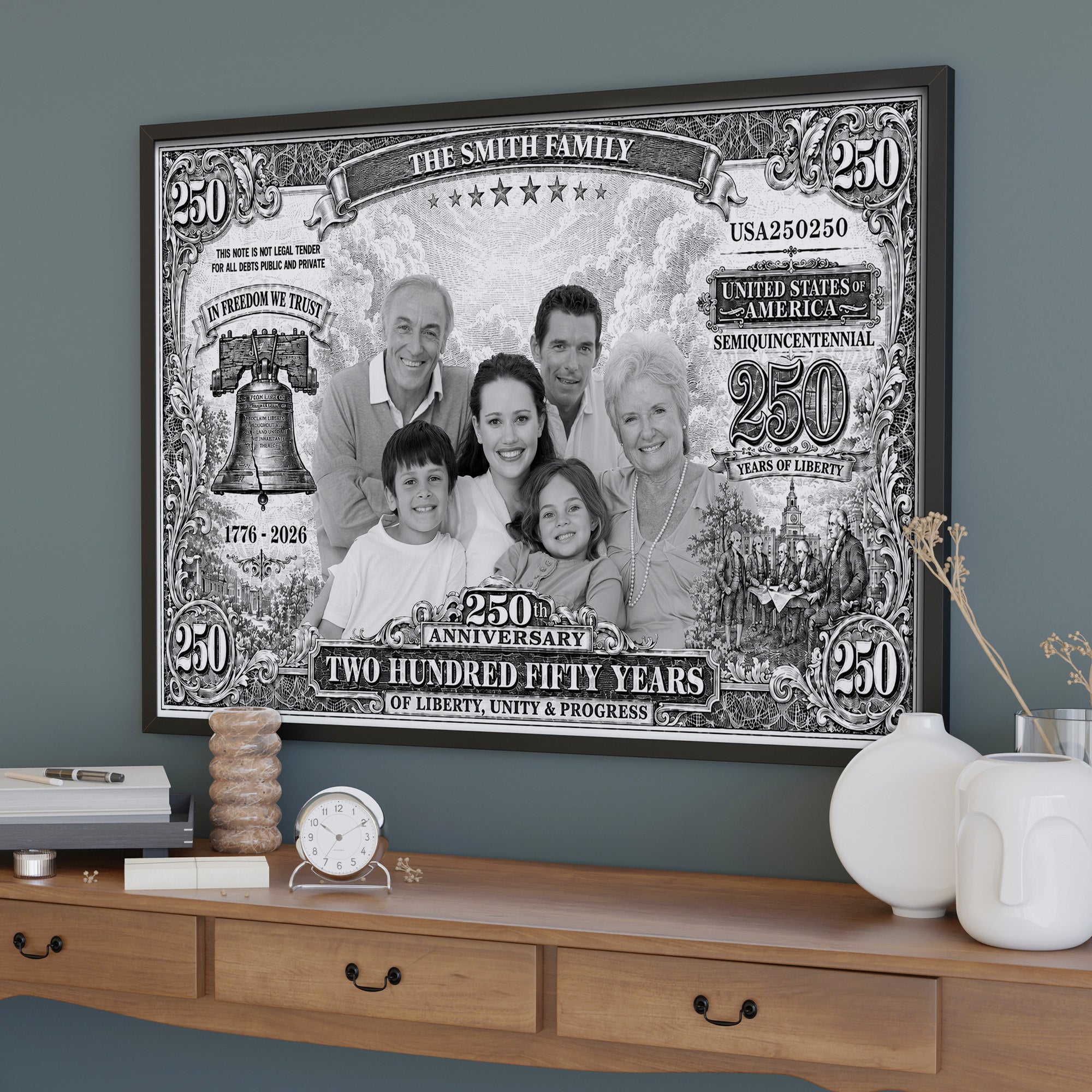 Personalized Custom Horizontal Poster 250 Years Liberty Bell Gift