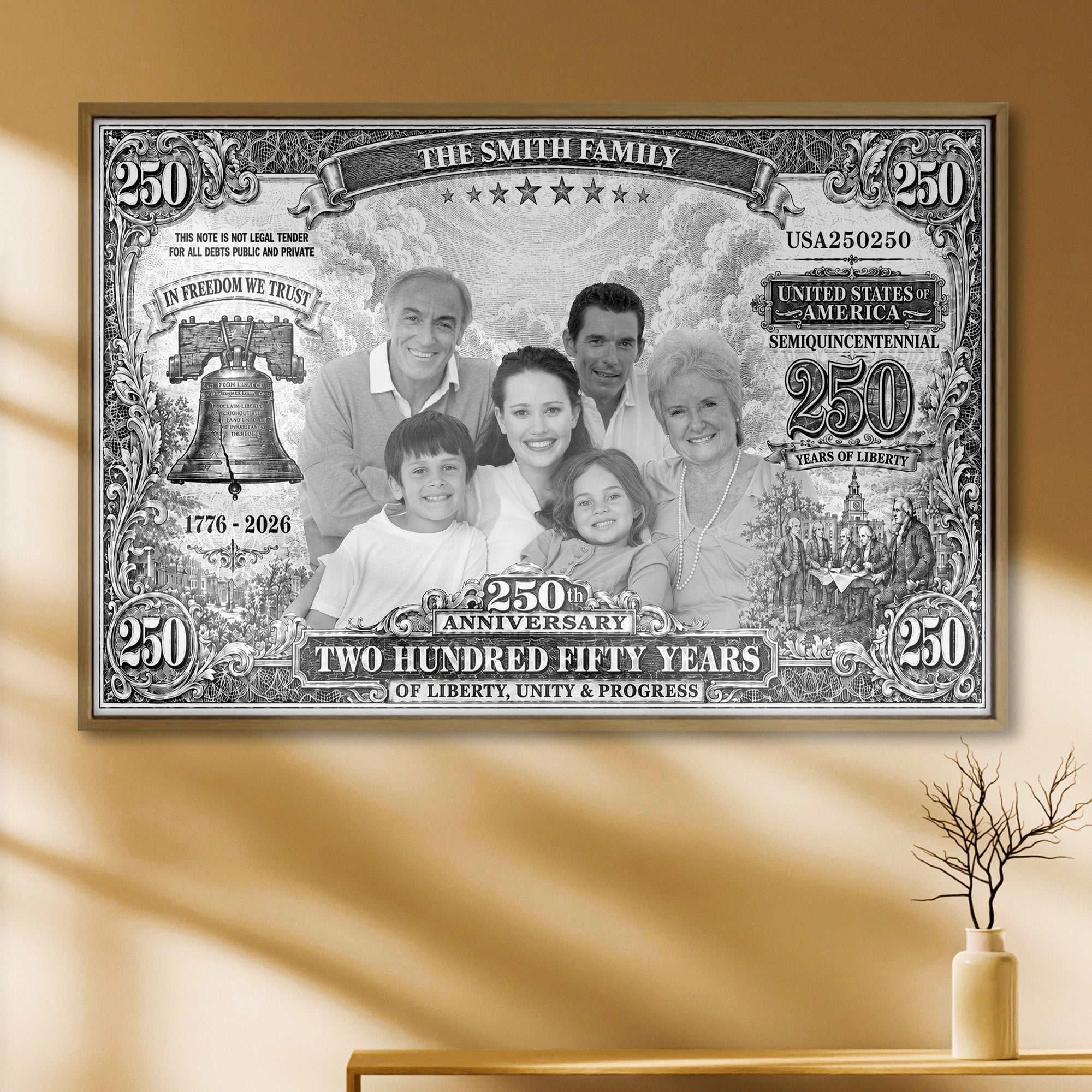 Personalized Custom Horizontal Poster 250 Years Liberty Bell Gift