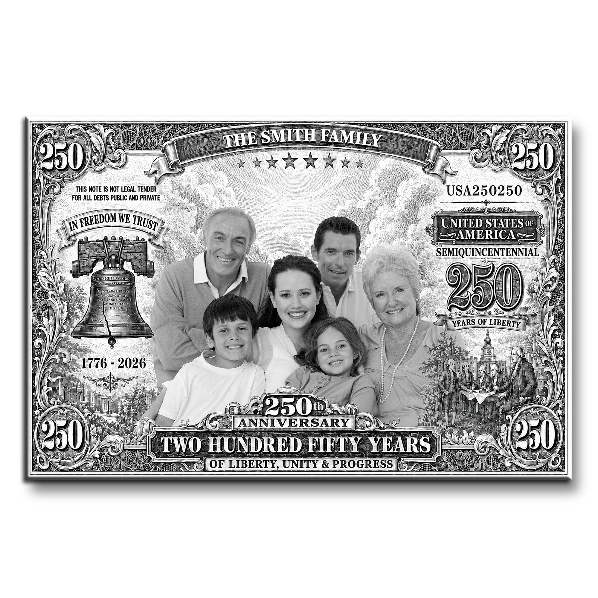 Personalized Custom Horizontal Poster 250 Years Liberty Bell Gift