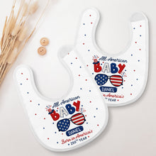 Load image into Gallery viewer, Personalized Cotton Baby Bib Custom Name Gift for July 4th
