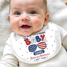 Load image into Gallery viewer, Personalized Cotton Baby Bib Custom Name Gift for July 4th
