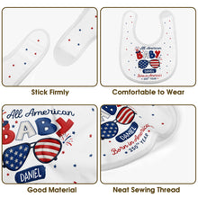 Load image into Gallery viewer, Personalized Cotton Baby Bib Custom Name Gift for July 4th
