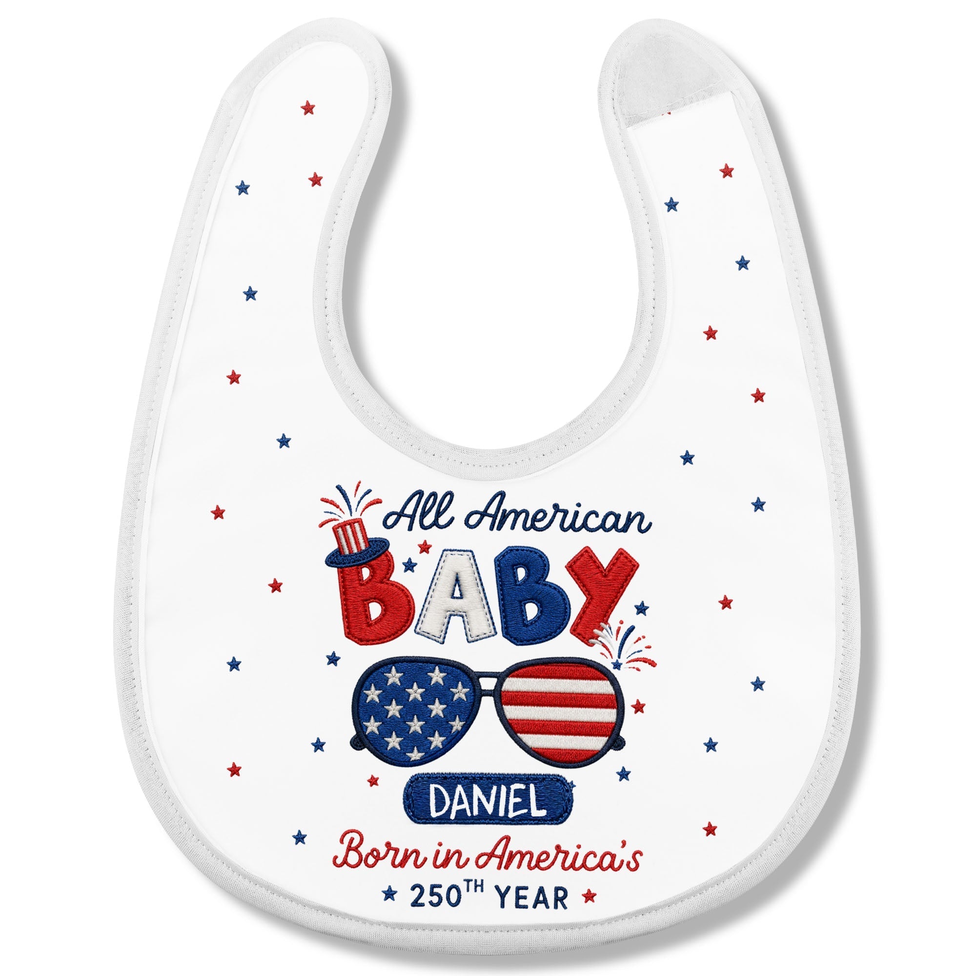 Personalized Cotton Baby Bib Custom Name Gift for July 4th