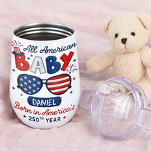 Load image into Gallery viewer, Personalized 10 oz Stainless Steel Sippy Cup for Kids - 4th of July Custom Name Gift

