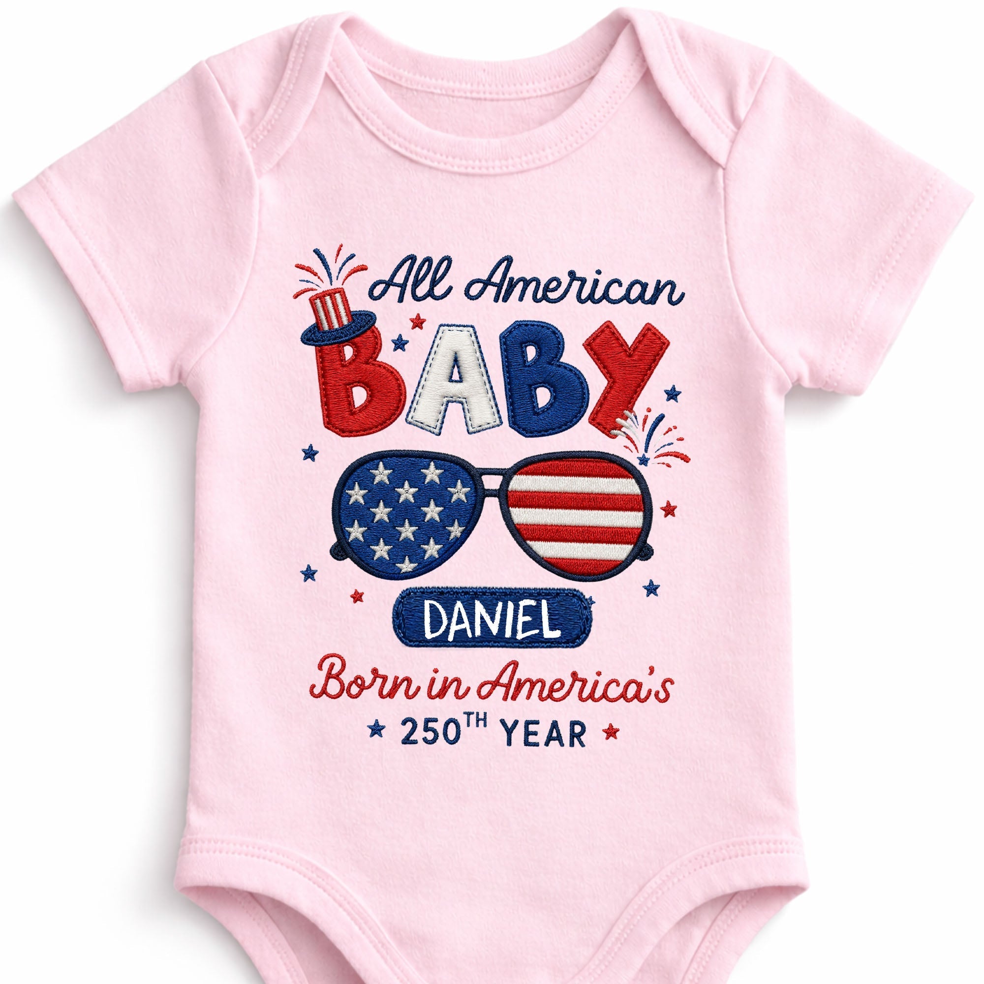 Personalized Baby Onesie Custom Name American Flag Gift