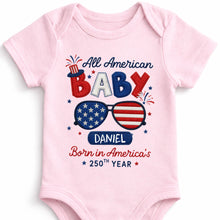 Load image into Gallery viewer, Personalized Baby Onesie Custom Name American Flag Gift
