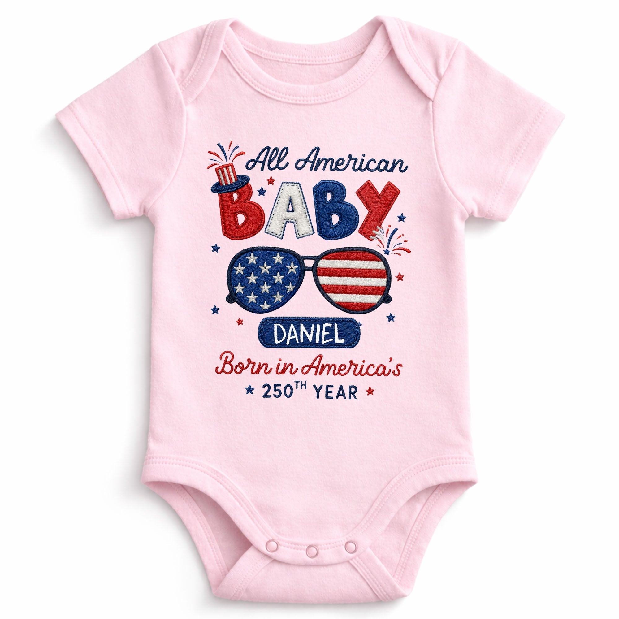 Personalized Baby Onesie Custom Name American Flag Gift