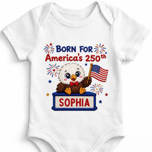 Load image into Gallery viewer, Personalized Baby Onesie Custom Name Eagle Flag Gift for July 4th
