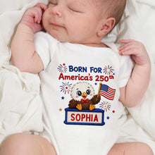 Load image into Gallery viewer, Personalized Baby Onesie Custom Name Eagle Flag Gift for July 4th

